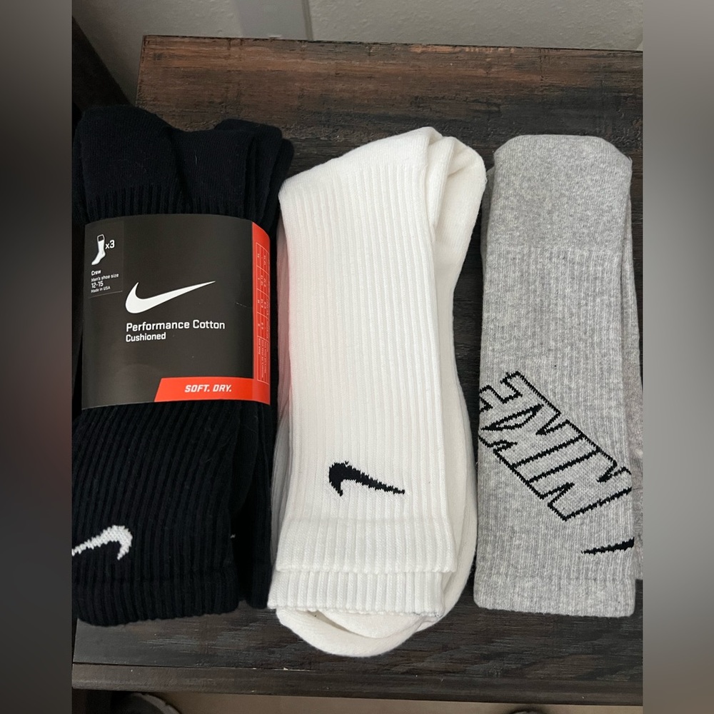 NIKE Performance Cotton Men’s Crew Socks 6 Pairs Assortment NEW Size 12-15 XL